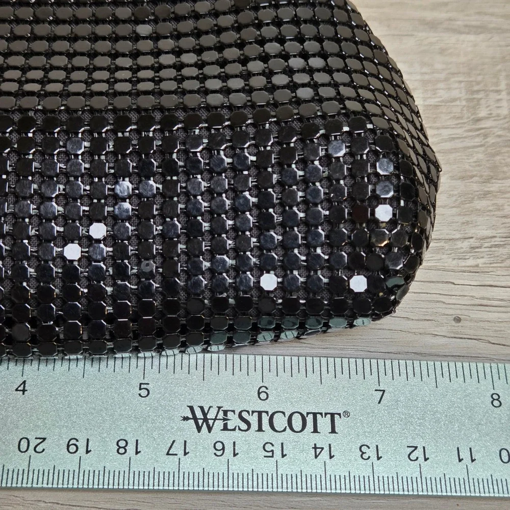 Apri Nights Black Metal Mesh Evening Clutch Bag Gold Tone Frame Snake Chain